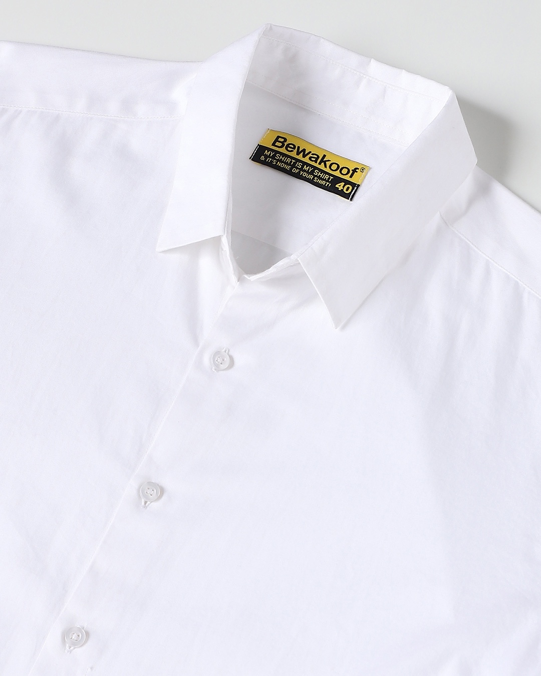 Shop White Solid Full Sleeve Shirt