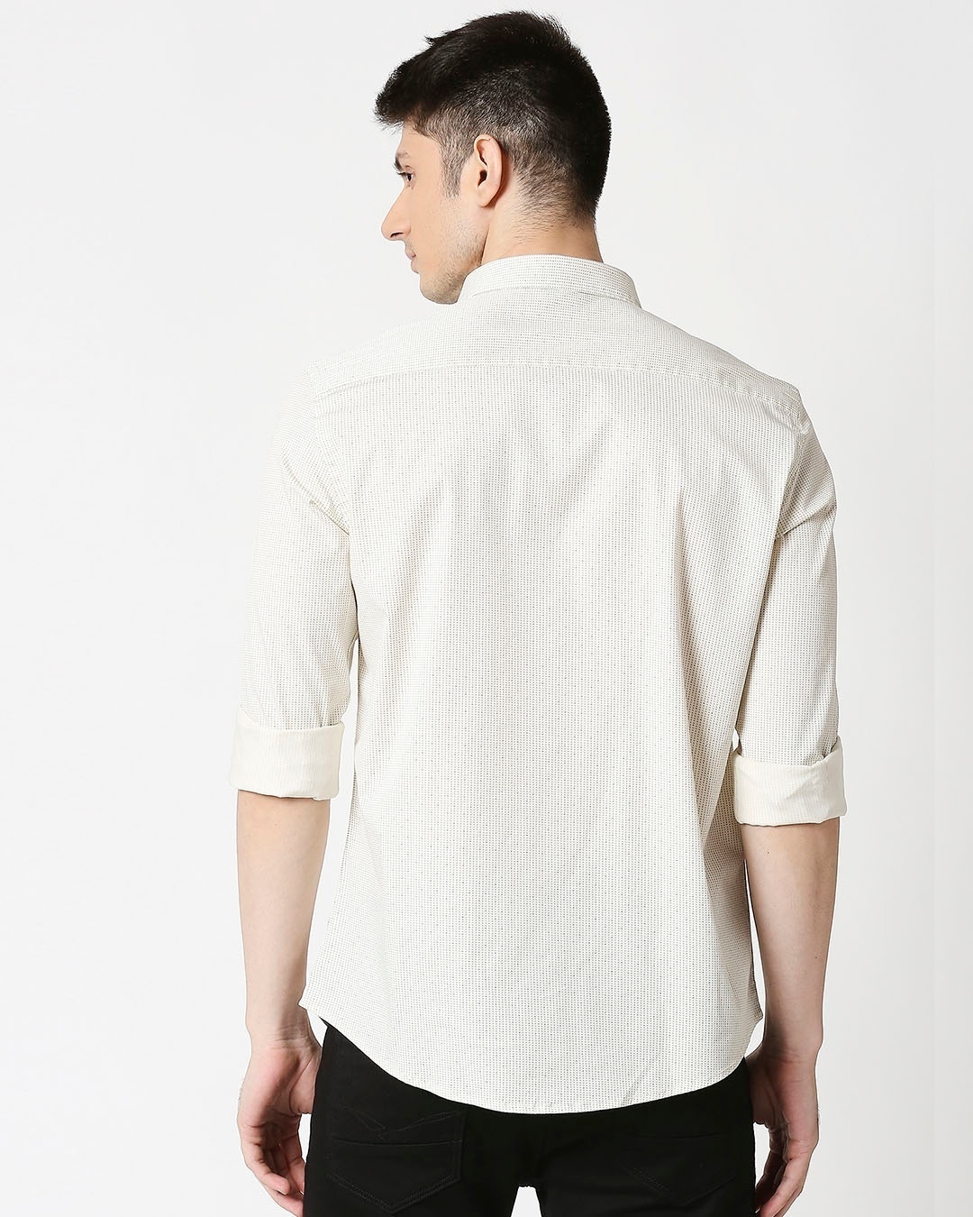 Shop White Twill Lycra Print Shirt-Full