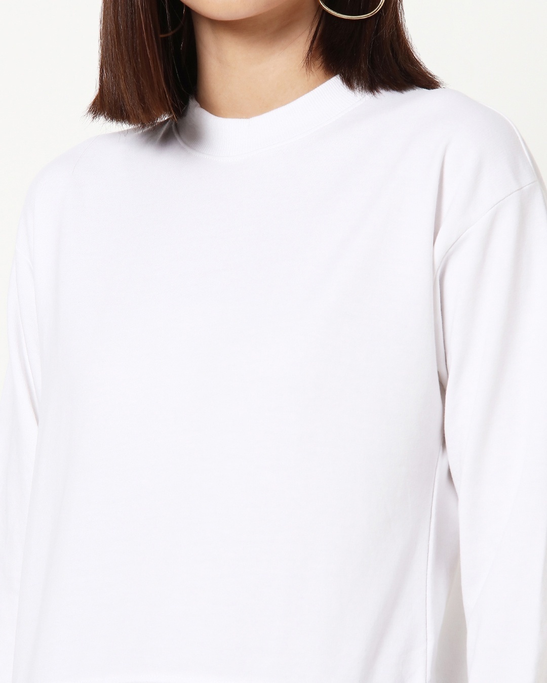 Shop White Waist Rib Crop Sweatshirt