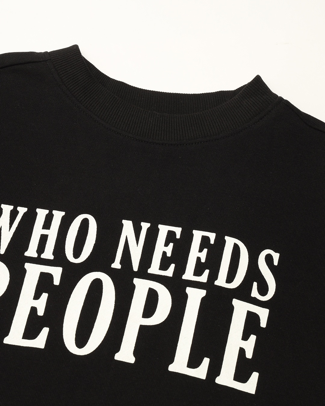 Shop Men's Black Who Needs People Graphic Printed Oversized Sweatshirt