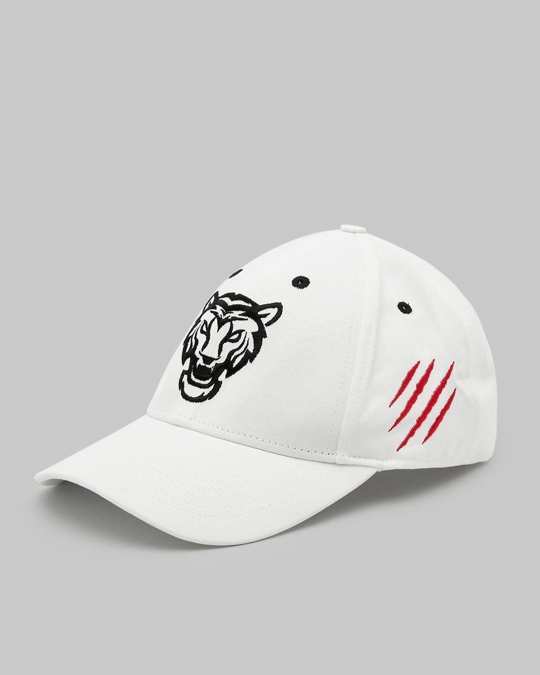 Unisex White Wild Cat Printed Baseball Cap paired with a green shirt