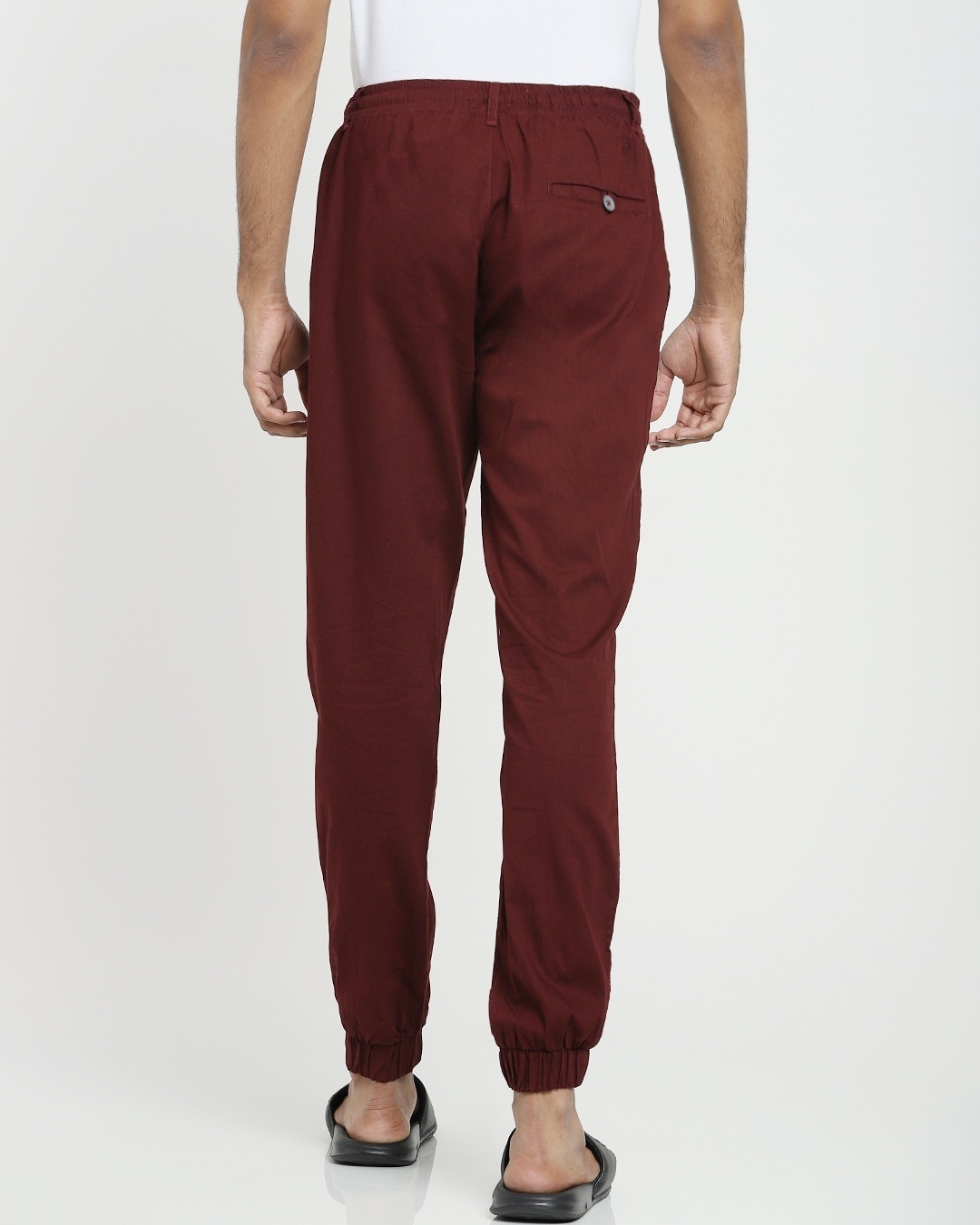 Shop Wine Red Cotton Jogger Pants-Design