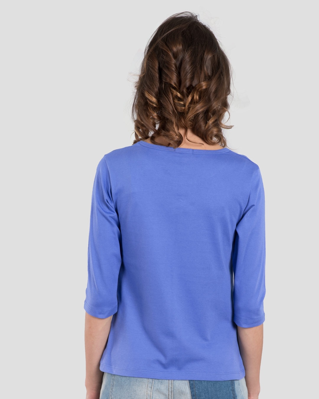 Shop Wink New Round Neck 3/4 Sleeve T-Shirt Blue Haze-Back