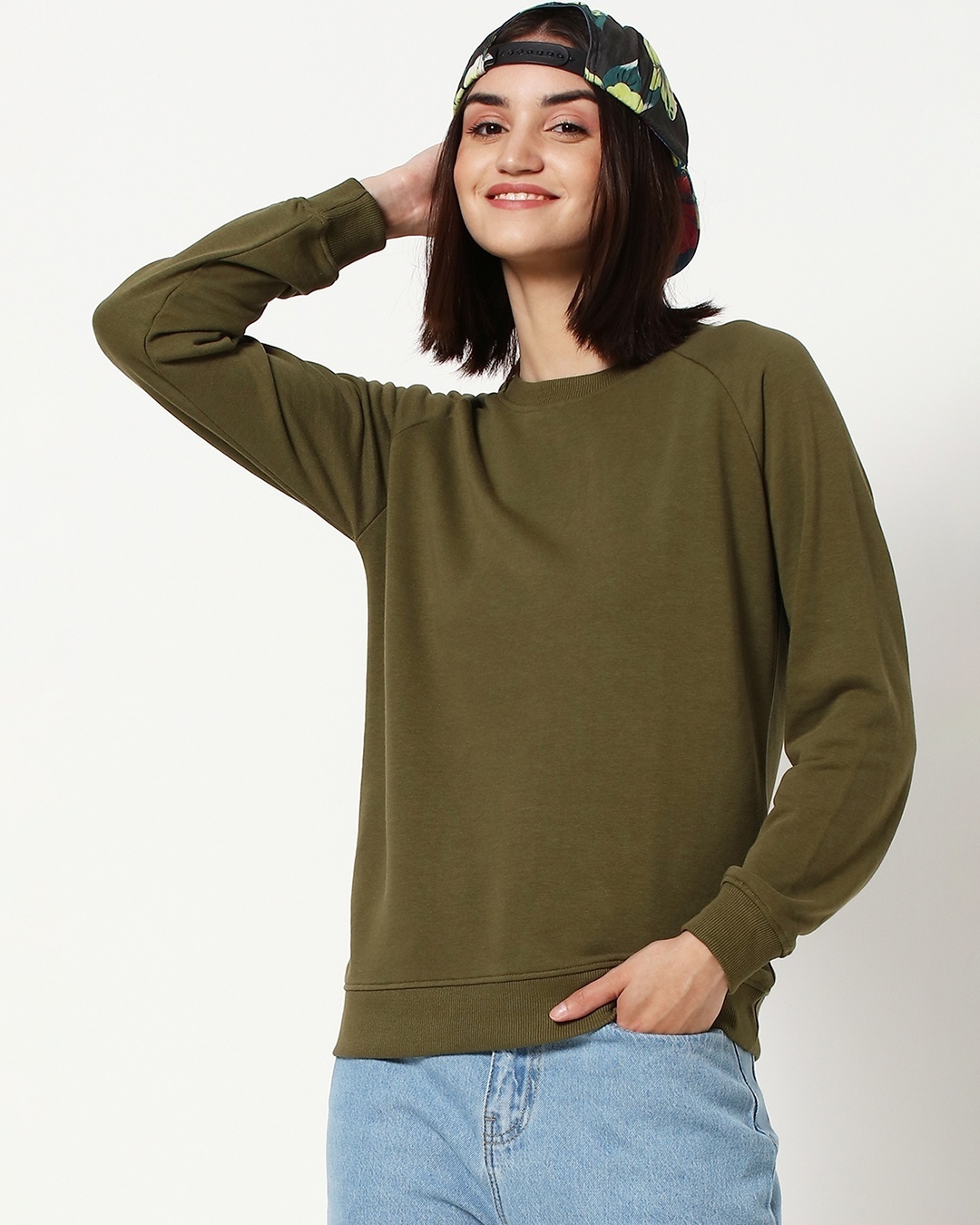 Shop Winter Moss Plus Size Solid Sweatshirt-Front