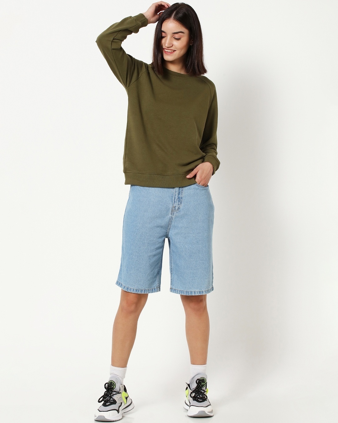 Shop Winter Moss Plus Size Solid Sweatshirt-Full