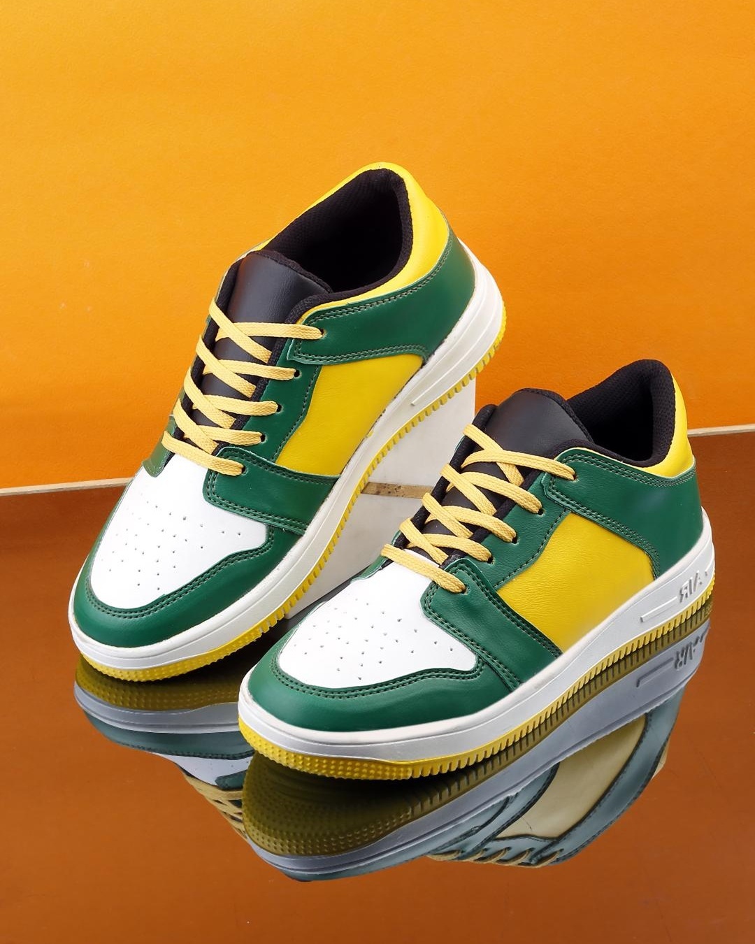 Shop Women's Green & Yellow Color Block Casual Shoes-Front