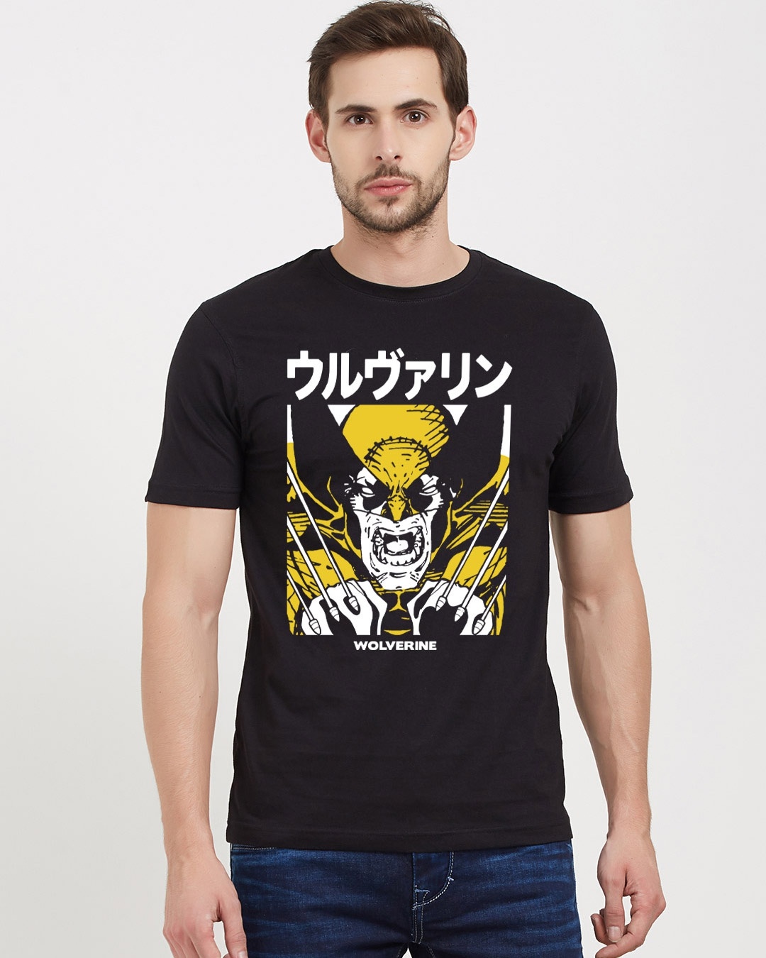 Shop Wolverine: Kanji Official Marvel Cotton Half Sleeves T-Shirt-Front