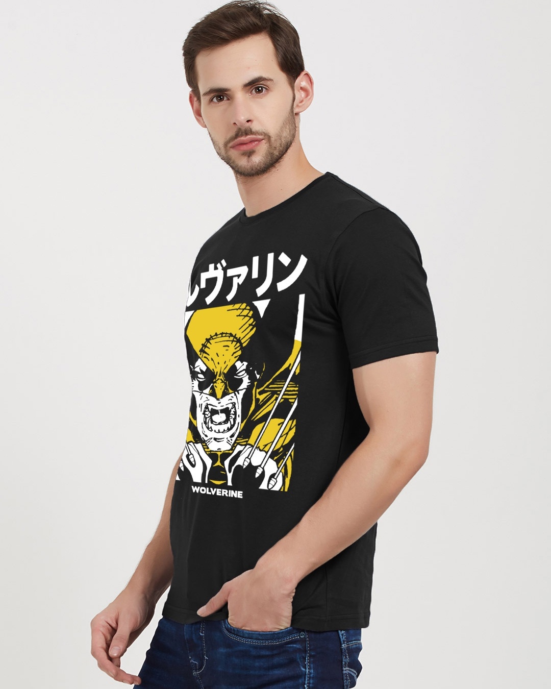 Shop Wolverine: Kanji Official Marvel Cotton Half Sleeves T-Shirt-Back