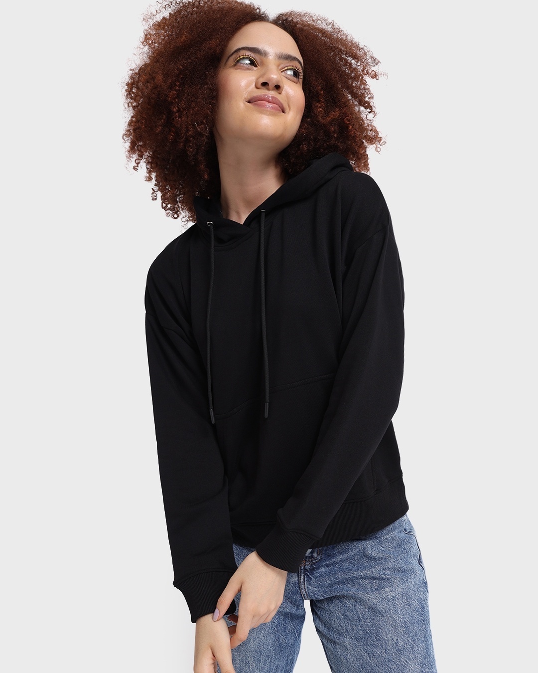 Shop Women's Black Oversized Hoodie-Front