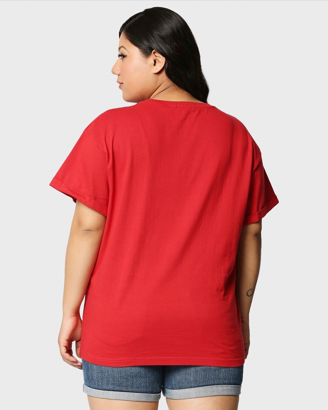 Shop Women's Red & Black Plus Size Boyfriend T-shirt (Pack of 2)-Full