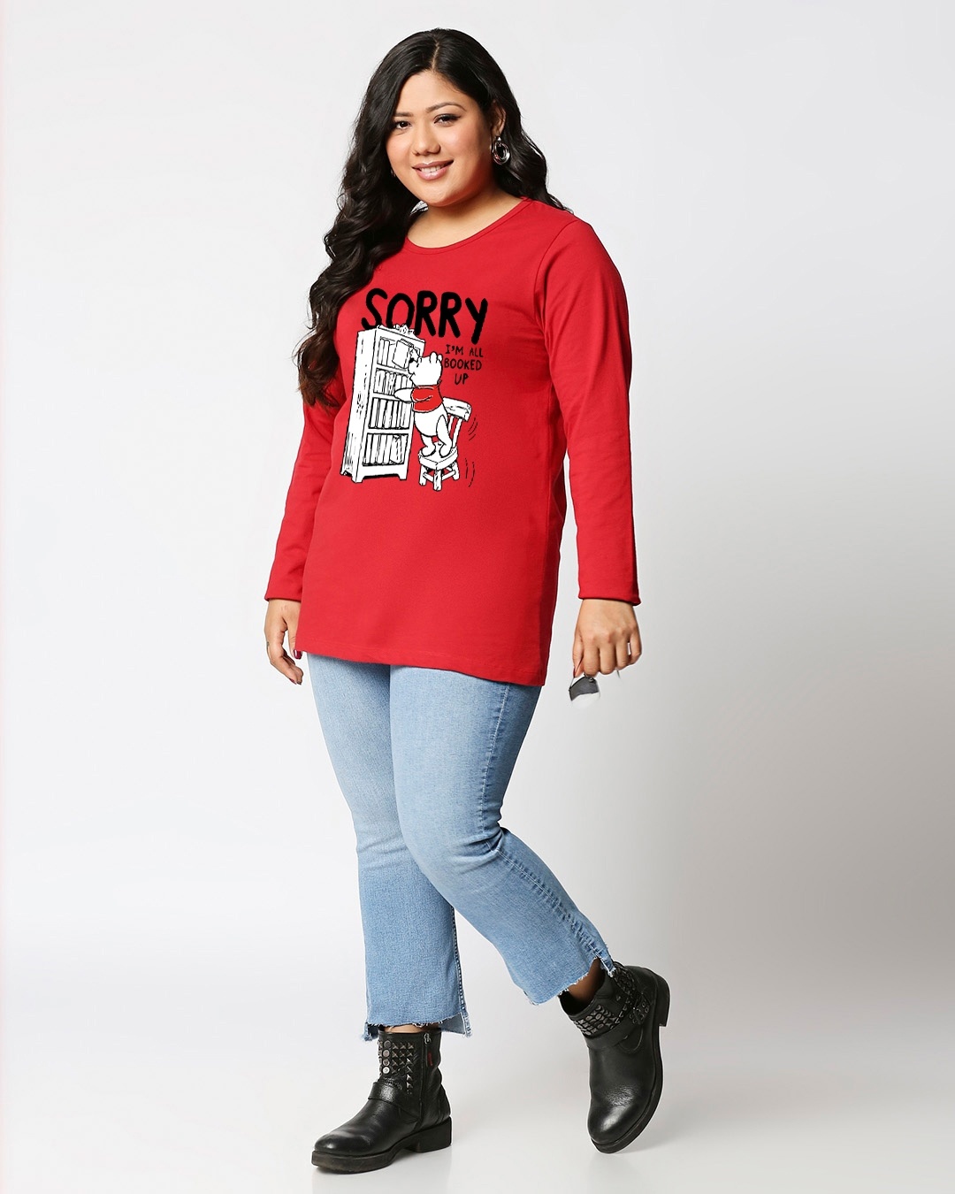 Shop Women's Red Nerdy Pooh Graphic Printed Plus Size T-shirt-Design