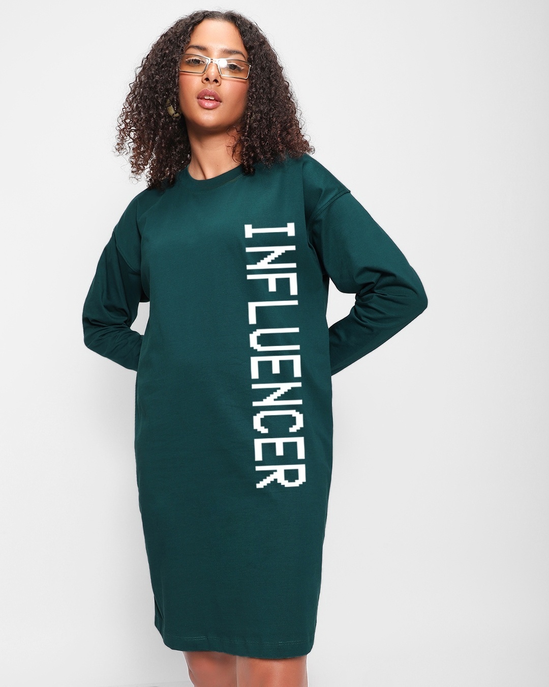 Buy Women's Green Influencer Typography Oversized Plus Size Dress Online at  Bewakoof