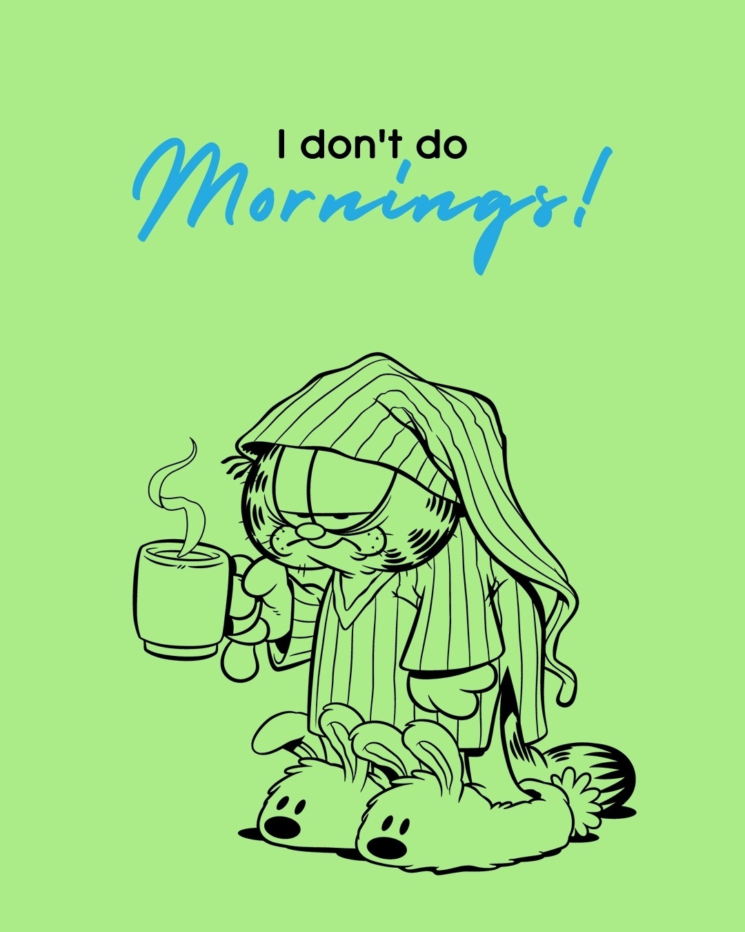 Shop Women's Green Garfield's Morning Graphic Printed Boyfriend Plus Size T-shirt-Full