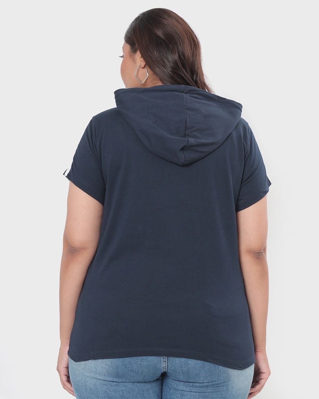 Shop Women's Navy Dope Shit Typography Plus Size Hoodie-Back