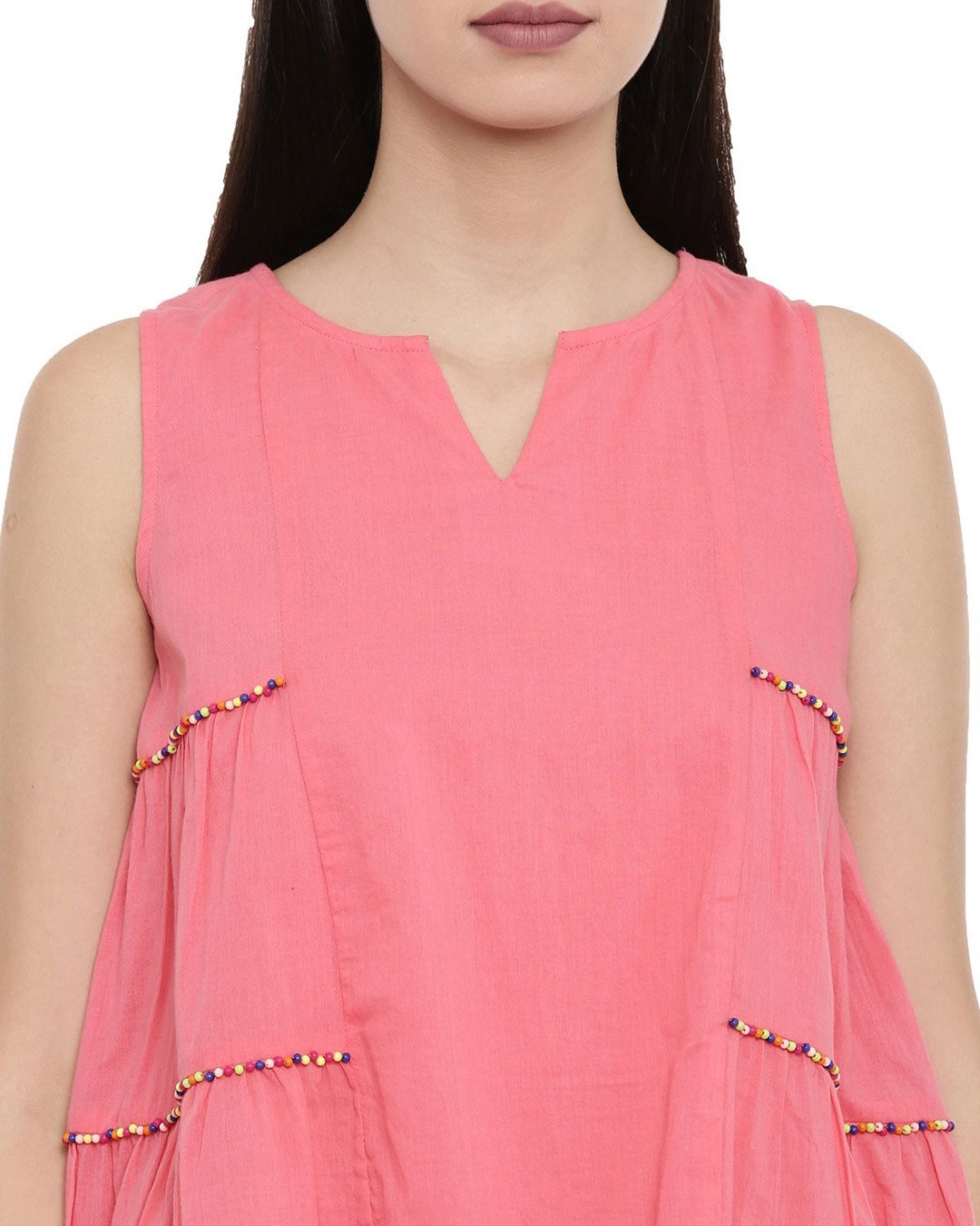 Shop Women's Beaded Pink Flared A-line Top