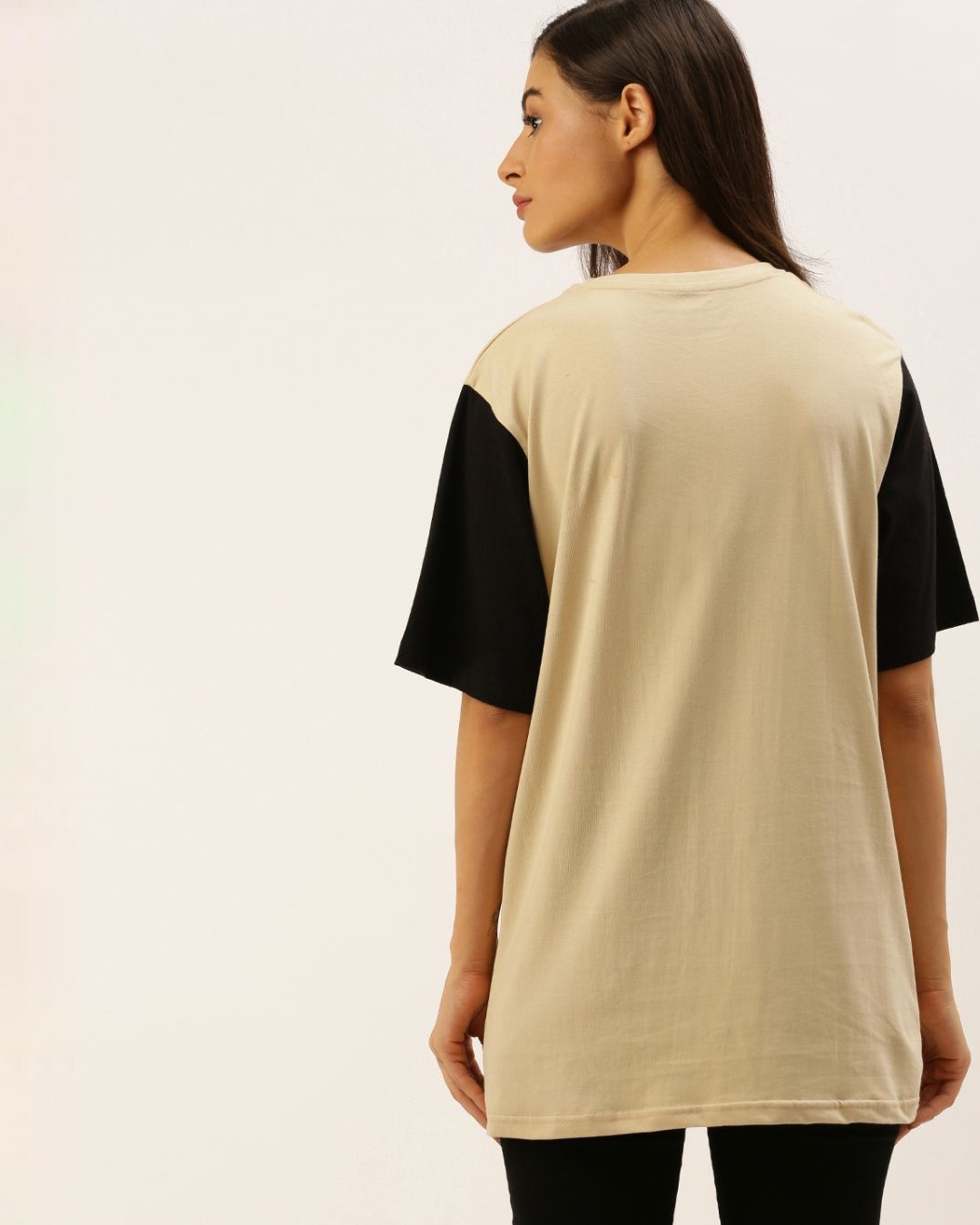 Buy Women's Beige Colourblocked Tshirt for Women Beige Online at Bewakoof