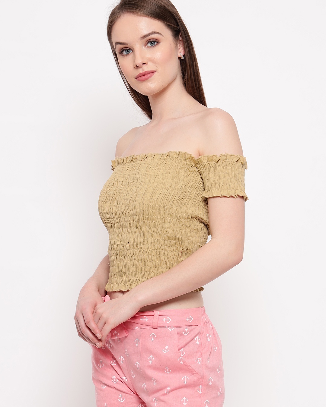 Buy Women's Beige Crop Top for Women Beige Online at Bewakoof