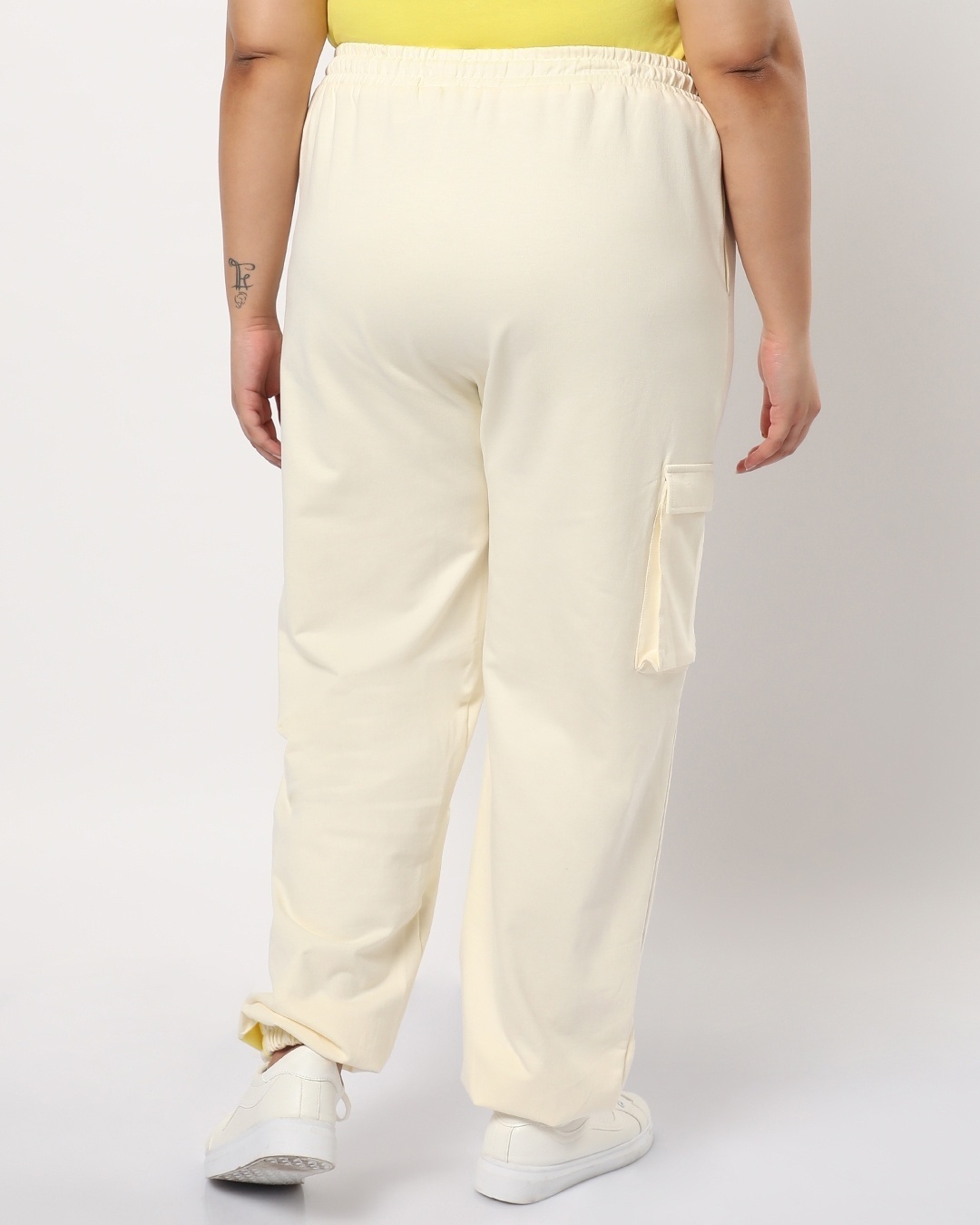 Shop Women's Birthday Yellow and White Plus Size Color Block Joggers-Design
