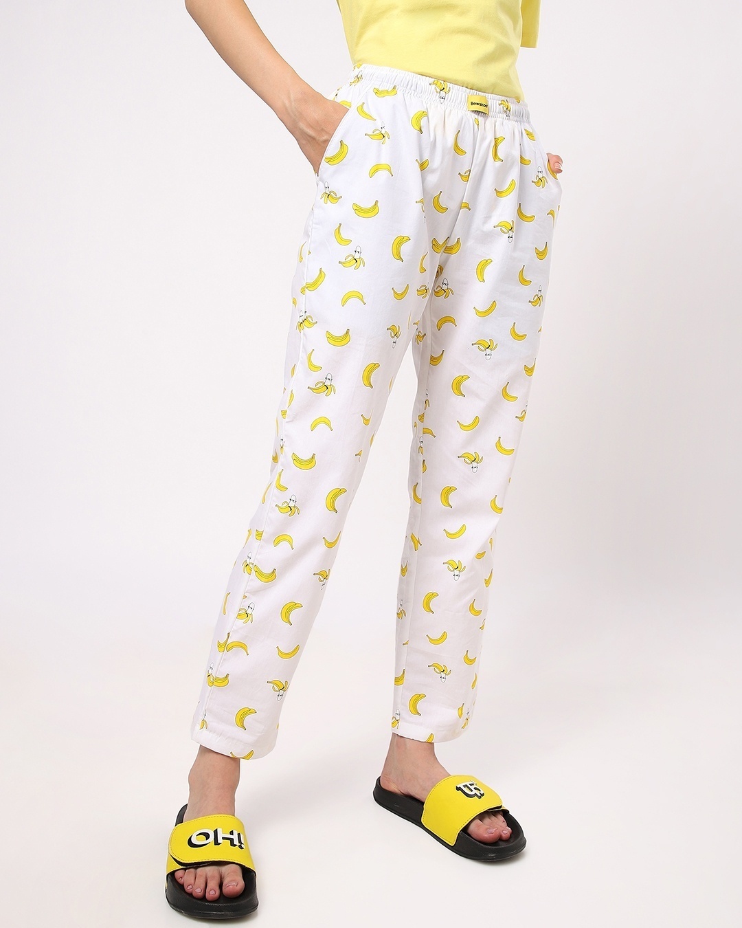 Shop Women's Birthday Yellow Bananas Print AOP Pyjamas-Back