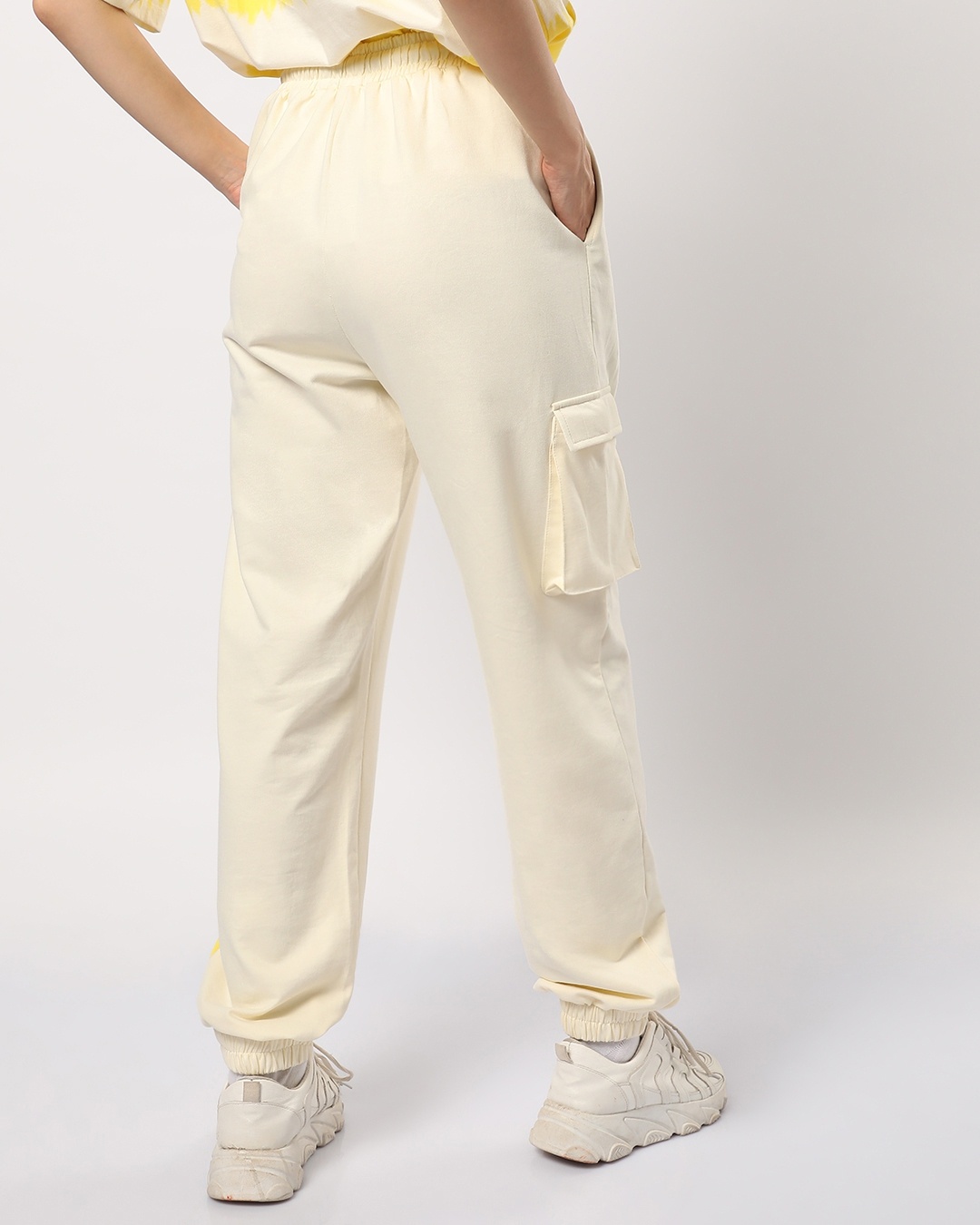 Shop Women's Birthday Yellow Color Block Joggers-Design