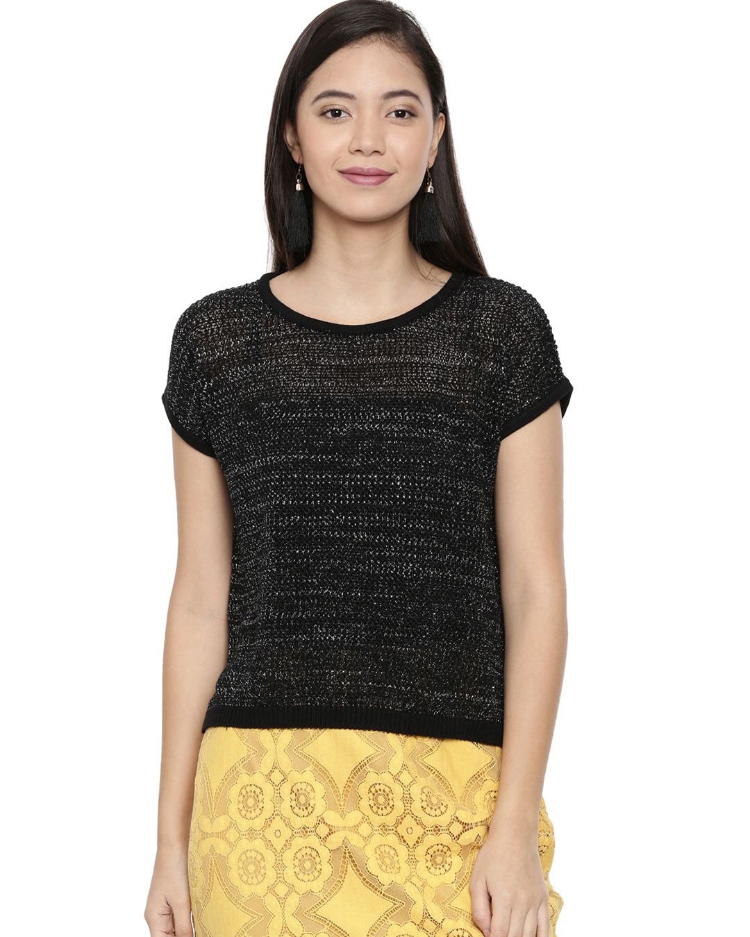 Shop Women's Black Abstract Full Sleeve Top-Front