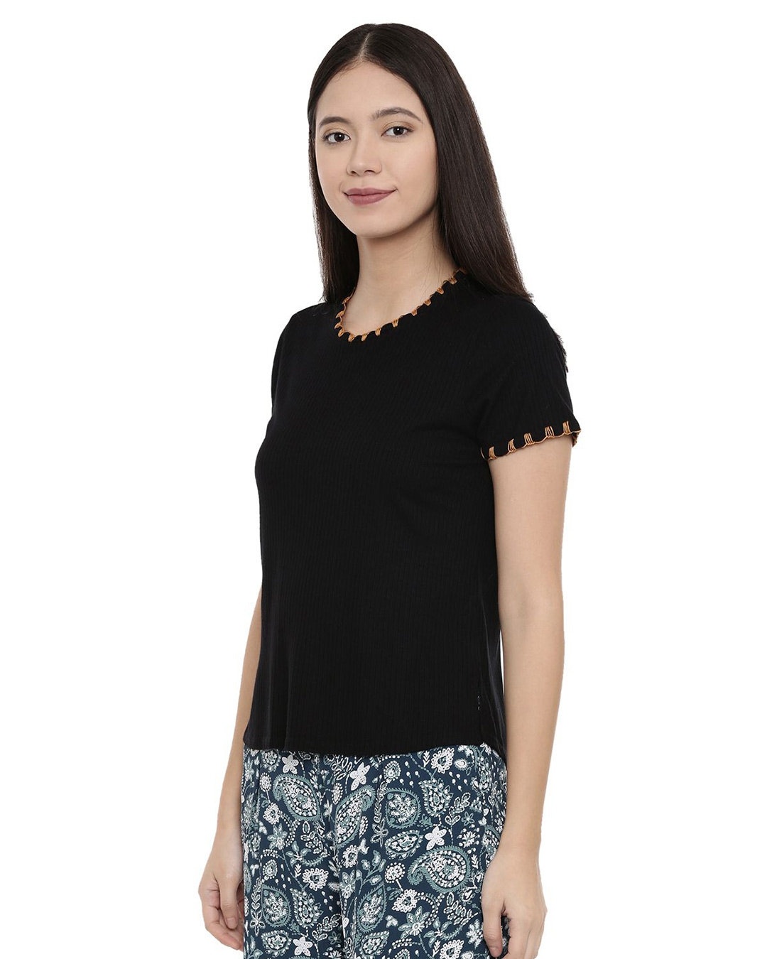Shop Women's Black Abstract Half Sleeve Top-Design