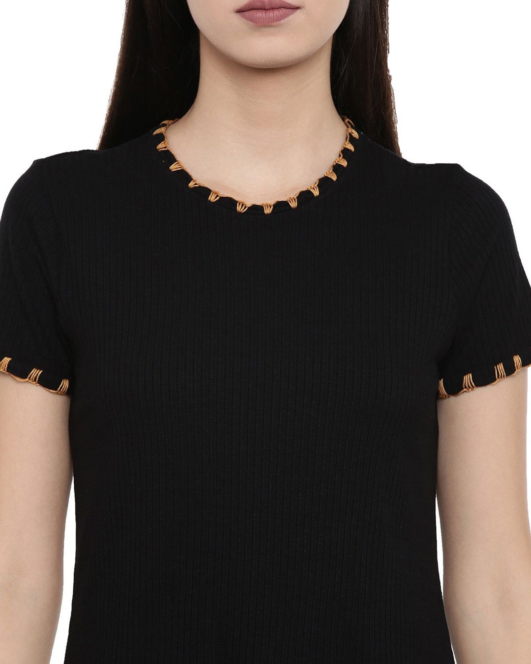 Shop Women's Black Abstract Half Sleeve Top