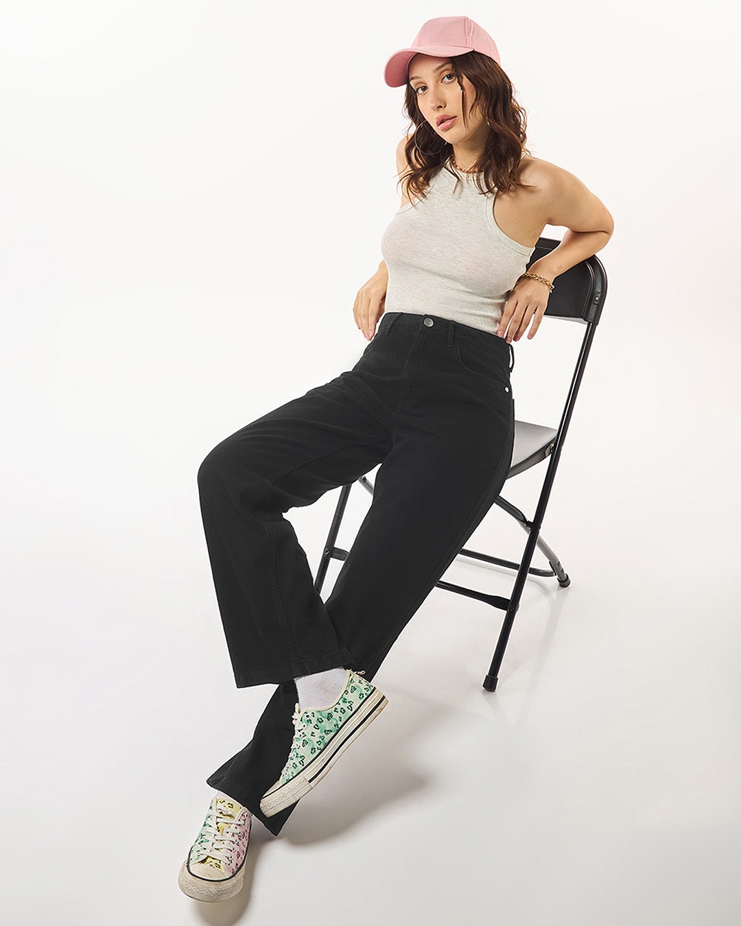 Black Wide Leg Baggy Denim Jeans main image 1