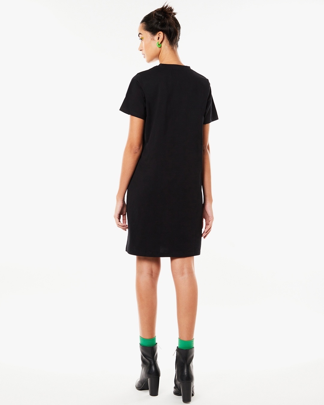 Shop Women's Black Caution Typography Oversized Fit Fashion Dress-Design