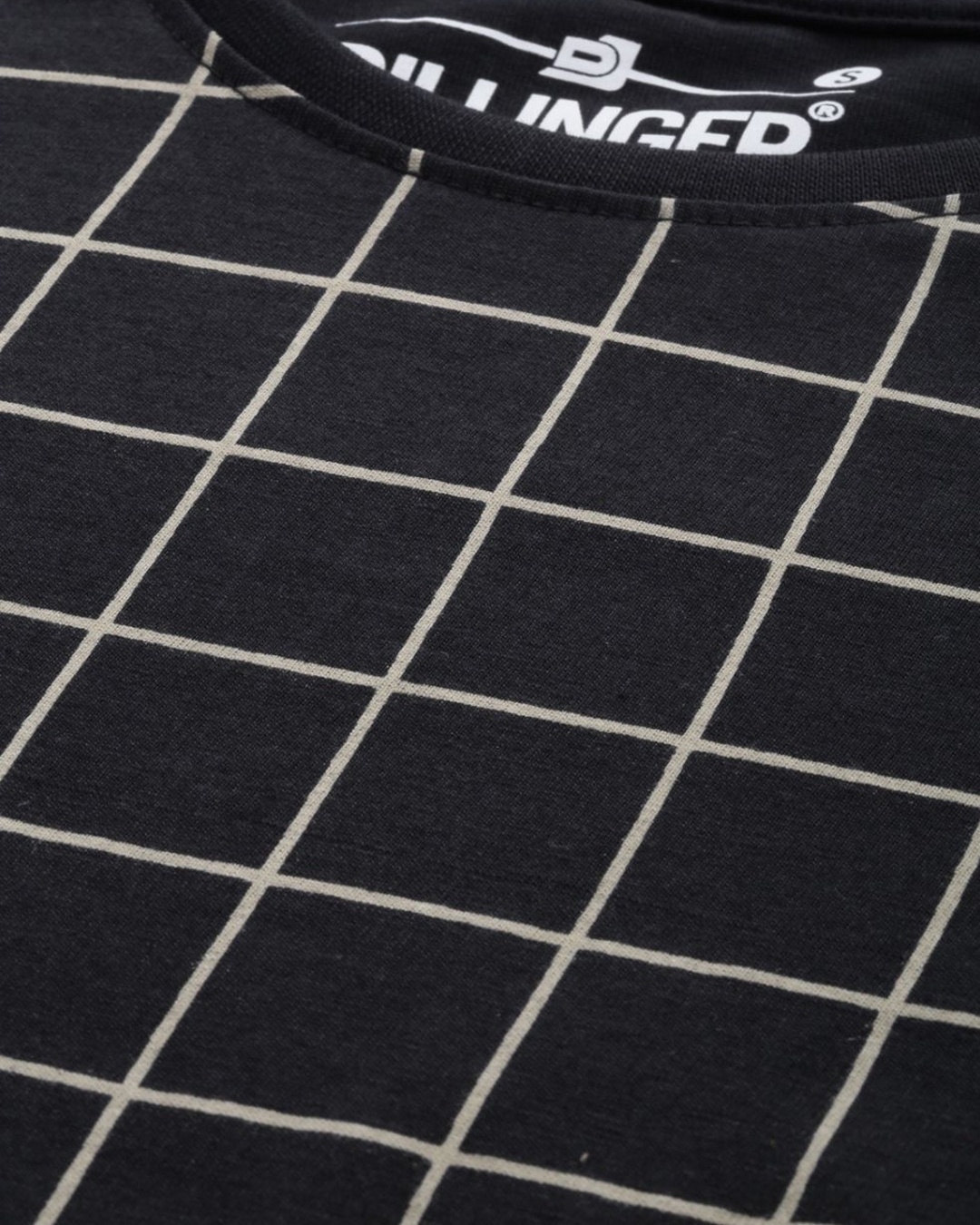 Shop Women's Black Checkered T-shirt-Full