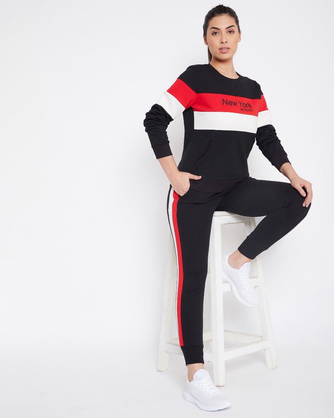 color block track pants womens