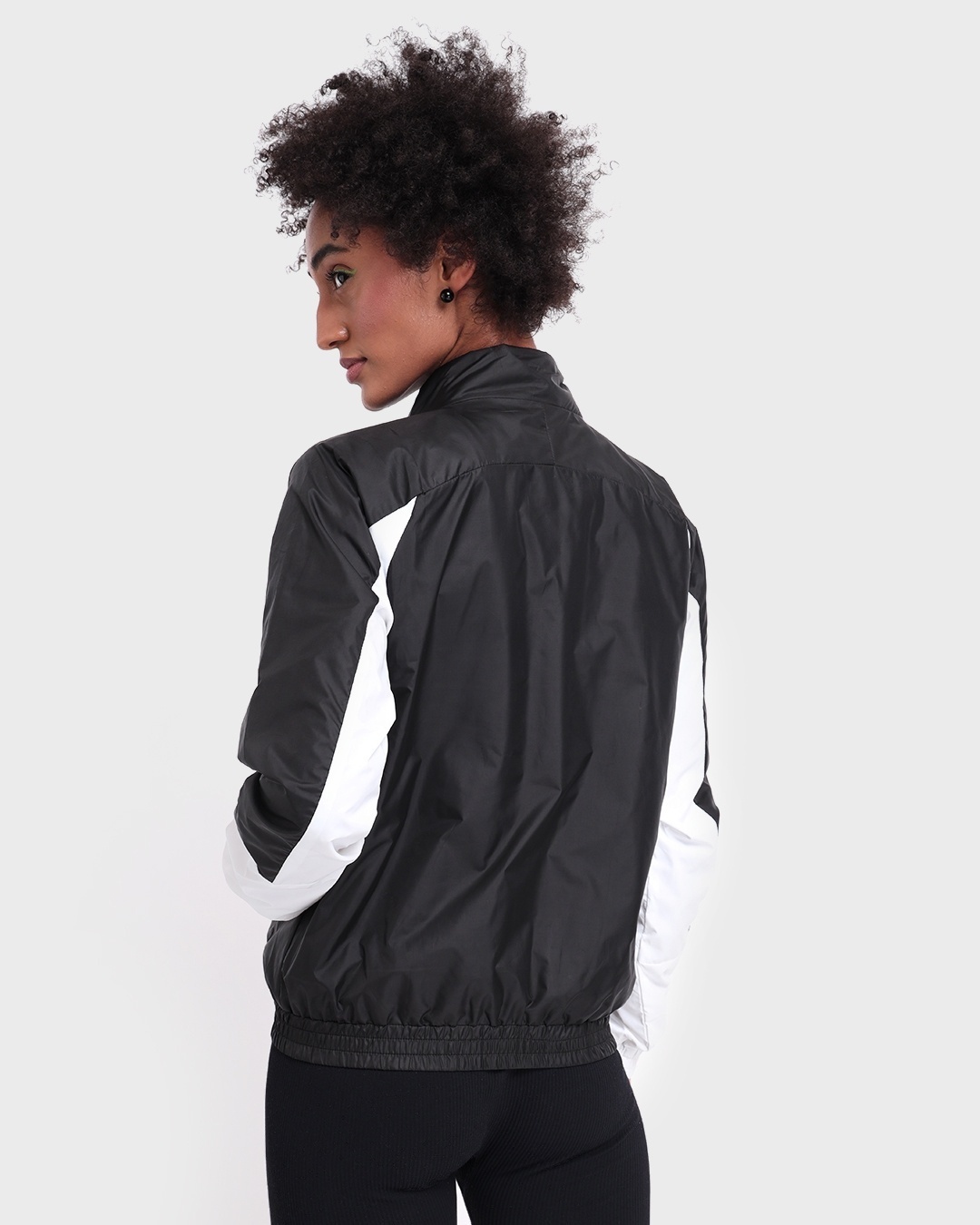 Shop Women's Black & White Color Block Windcheater Jacket-Design