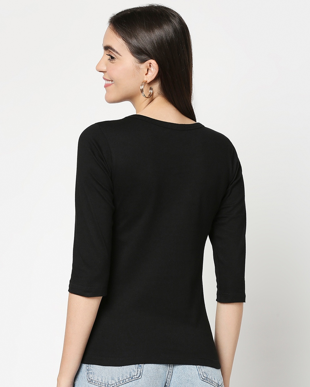 Shop Women's Black Daffy Awesome (LTL) 3/4 Sleeve Slim Fit T-shirt-Back