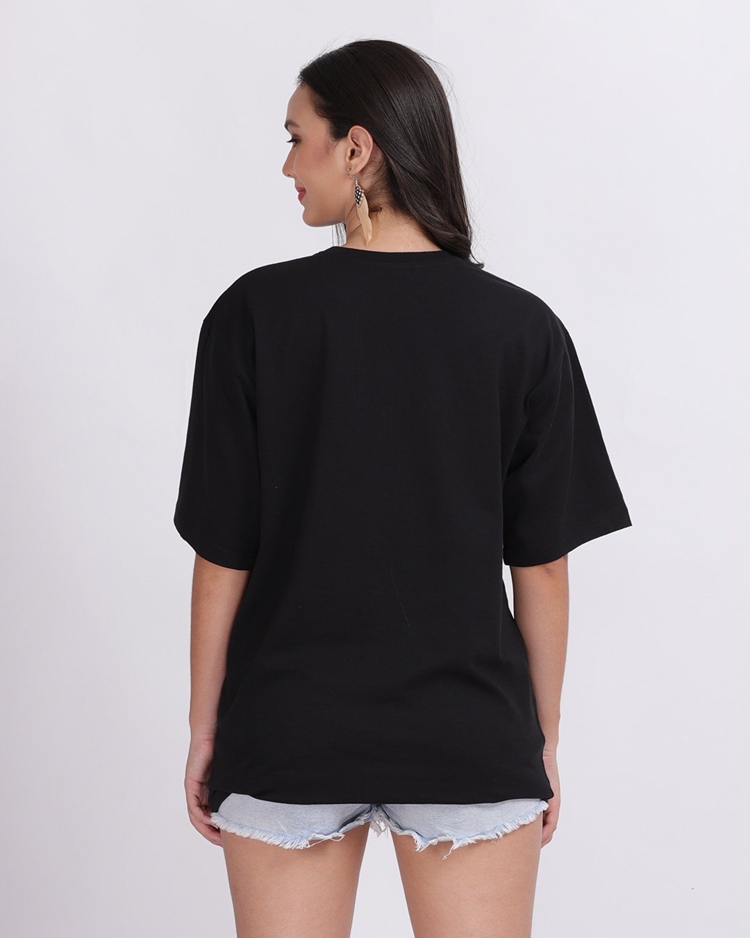 Shop Women's Black Don't be Afraid Typography Oversized T-shirt-Design