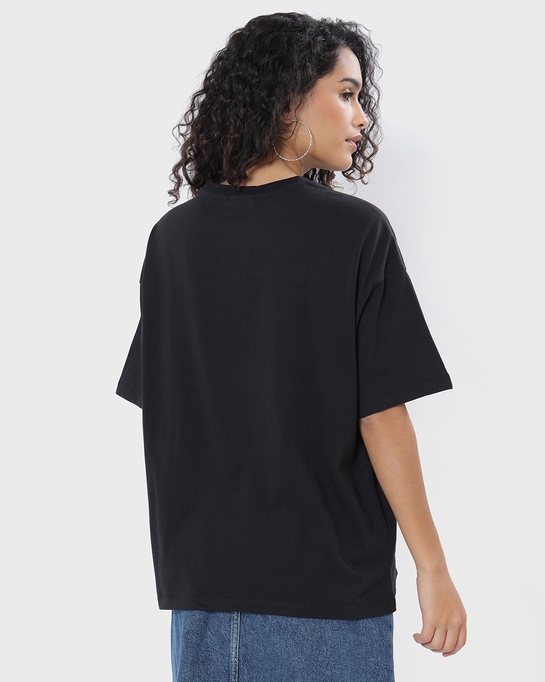 Shop Women's Black Enjoy Coca-Cola Typography Oversized T-shirt-Design