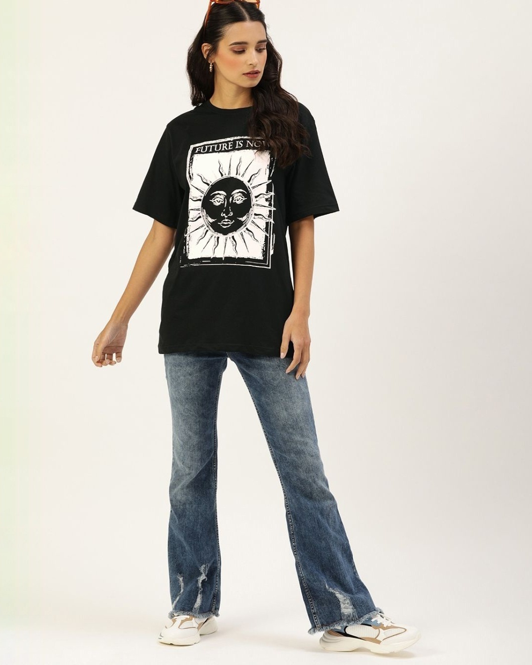 Shop Women's Black Graphic Print T-shirt
