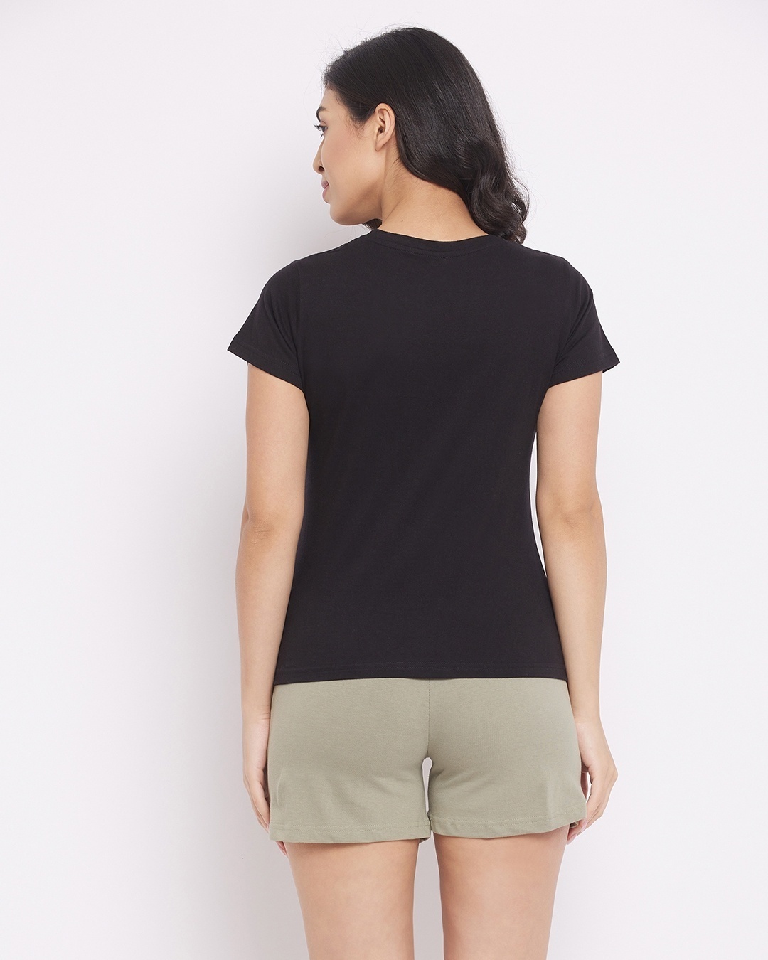 Shop Women's Black & Green Karma T-shirt & Shorts Set-Design