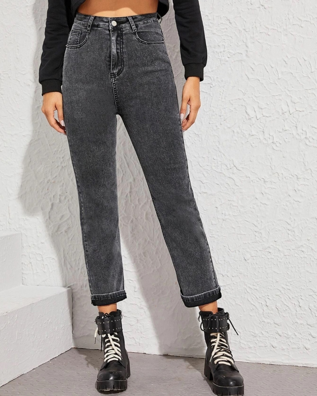 Shop Women's Black High Rise Slim Fit Jeans-Front