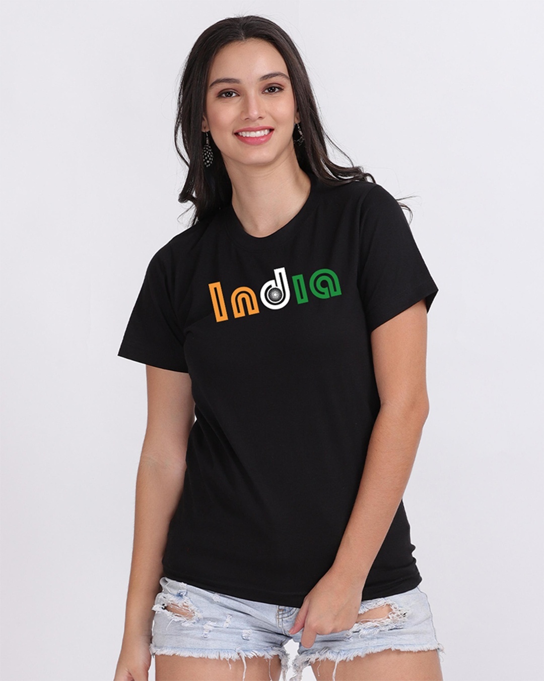 Buy Women's Black India Typography T-shirt for Women Black Online at ...