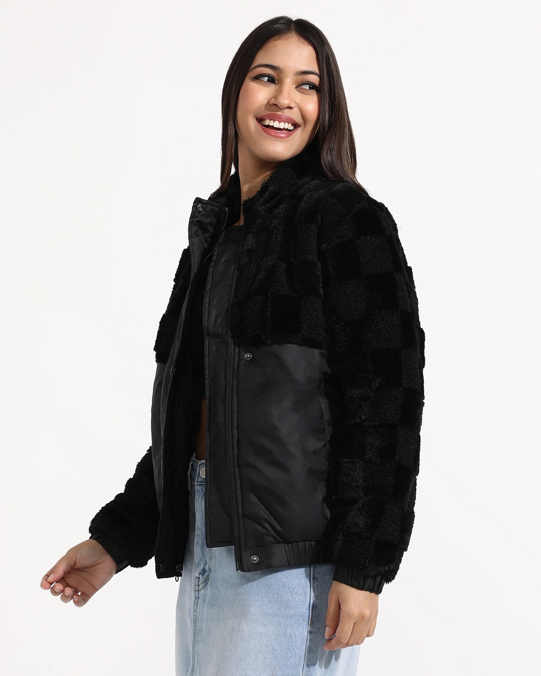 Black Textured Jacket set