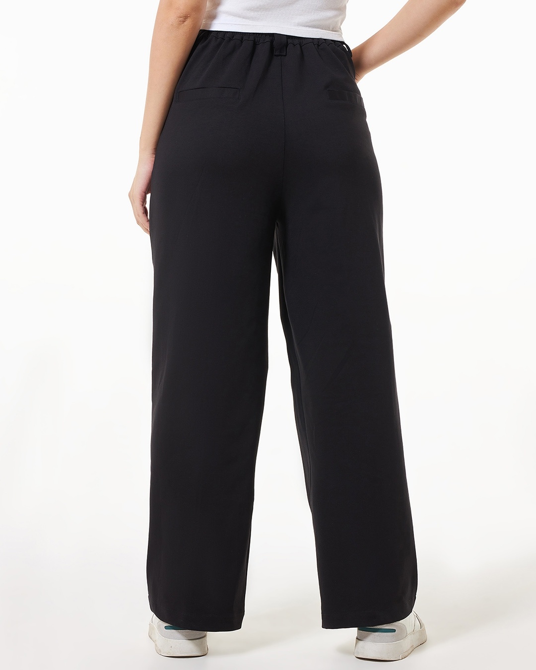 Women Black Side Dori Comfort Fit Korean Pants