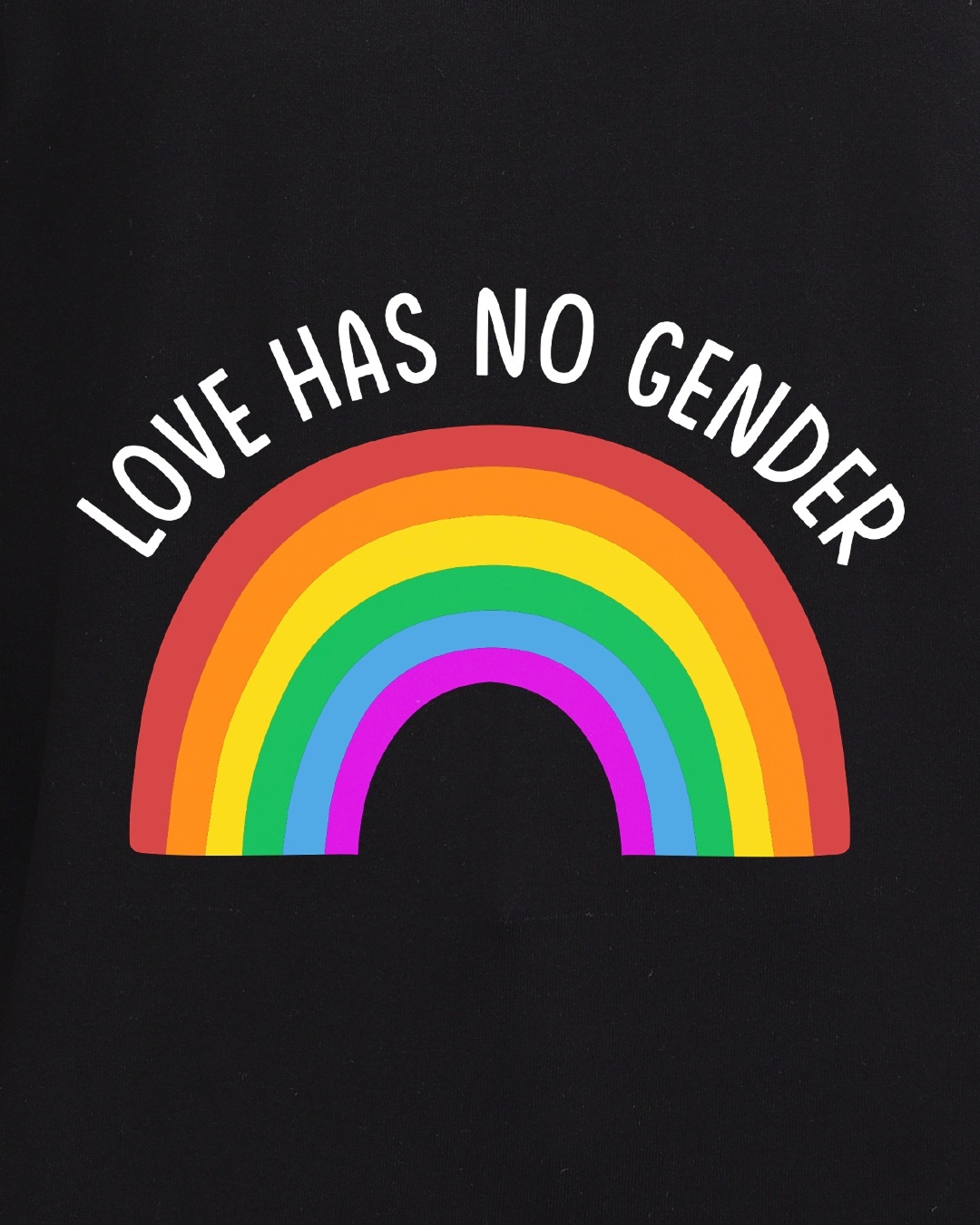 Shop Women's Black Love Has No Gender Graphic Printed Oversized T-shirt-Full