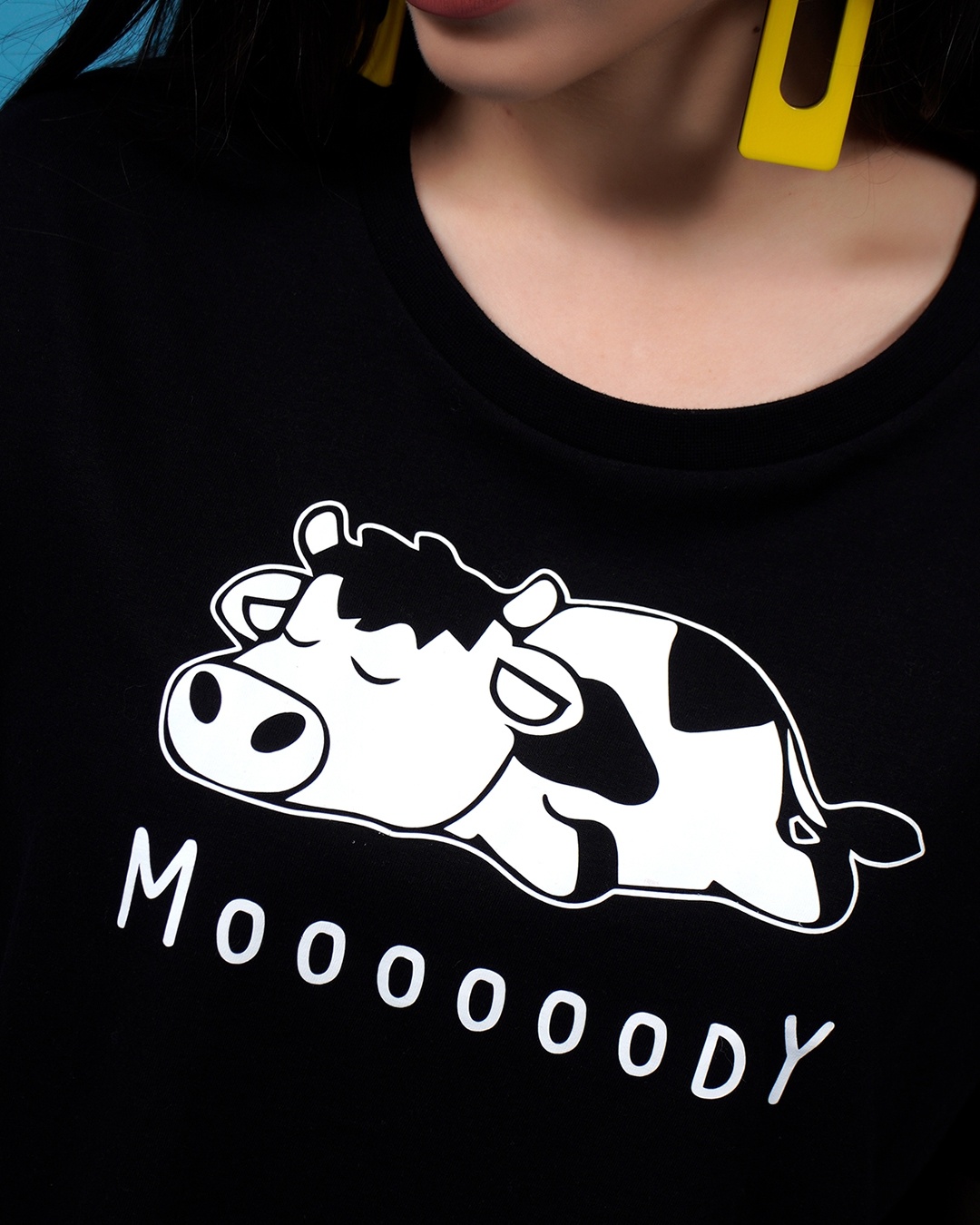 Shop Women's Black Moody Graphic Printed T-shirt