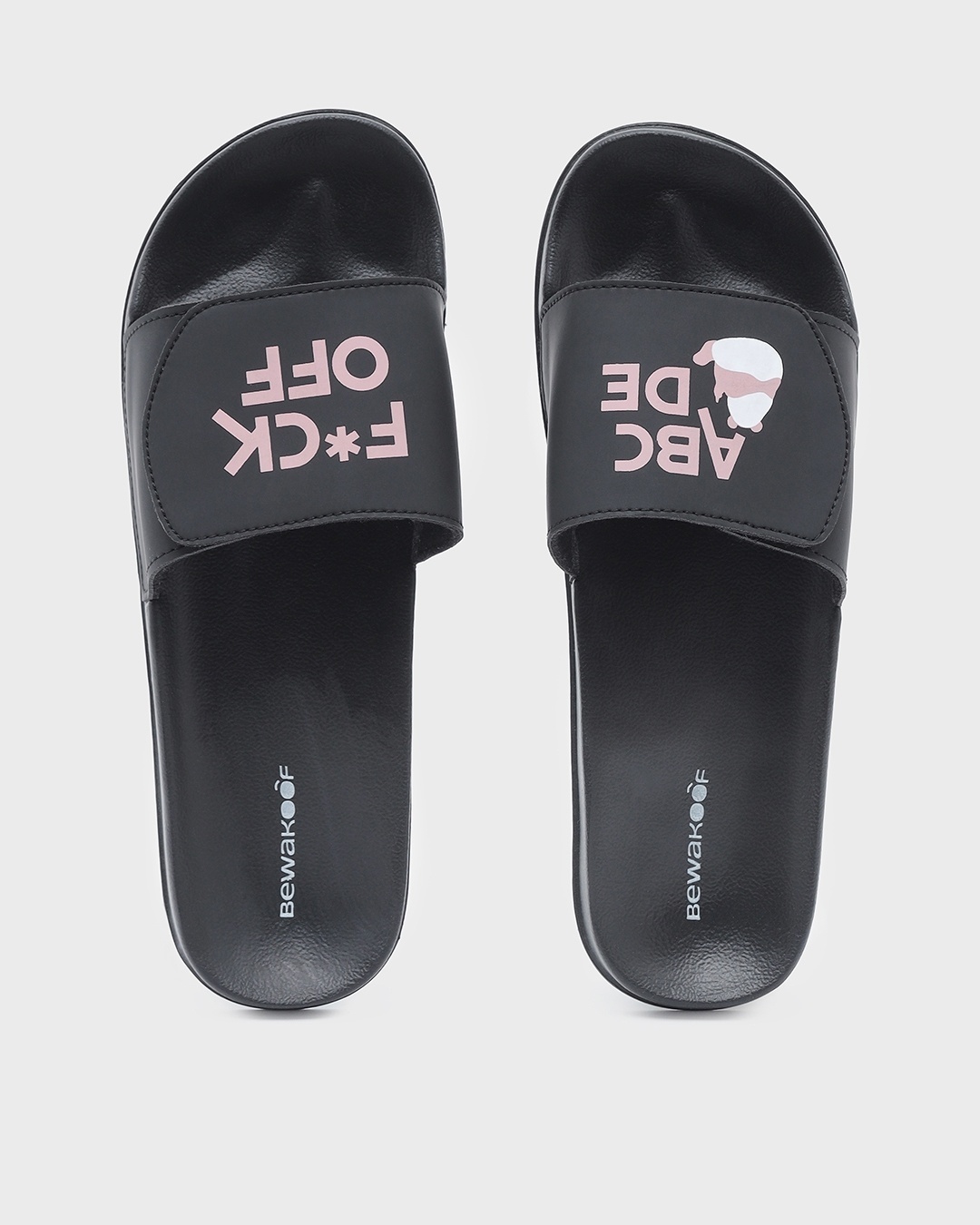 Shop Women's Black Panda ABCD Typography Adjustable Velcro Slider-Back