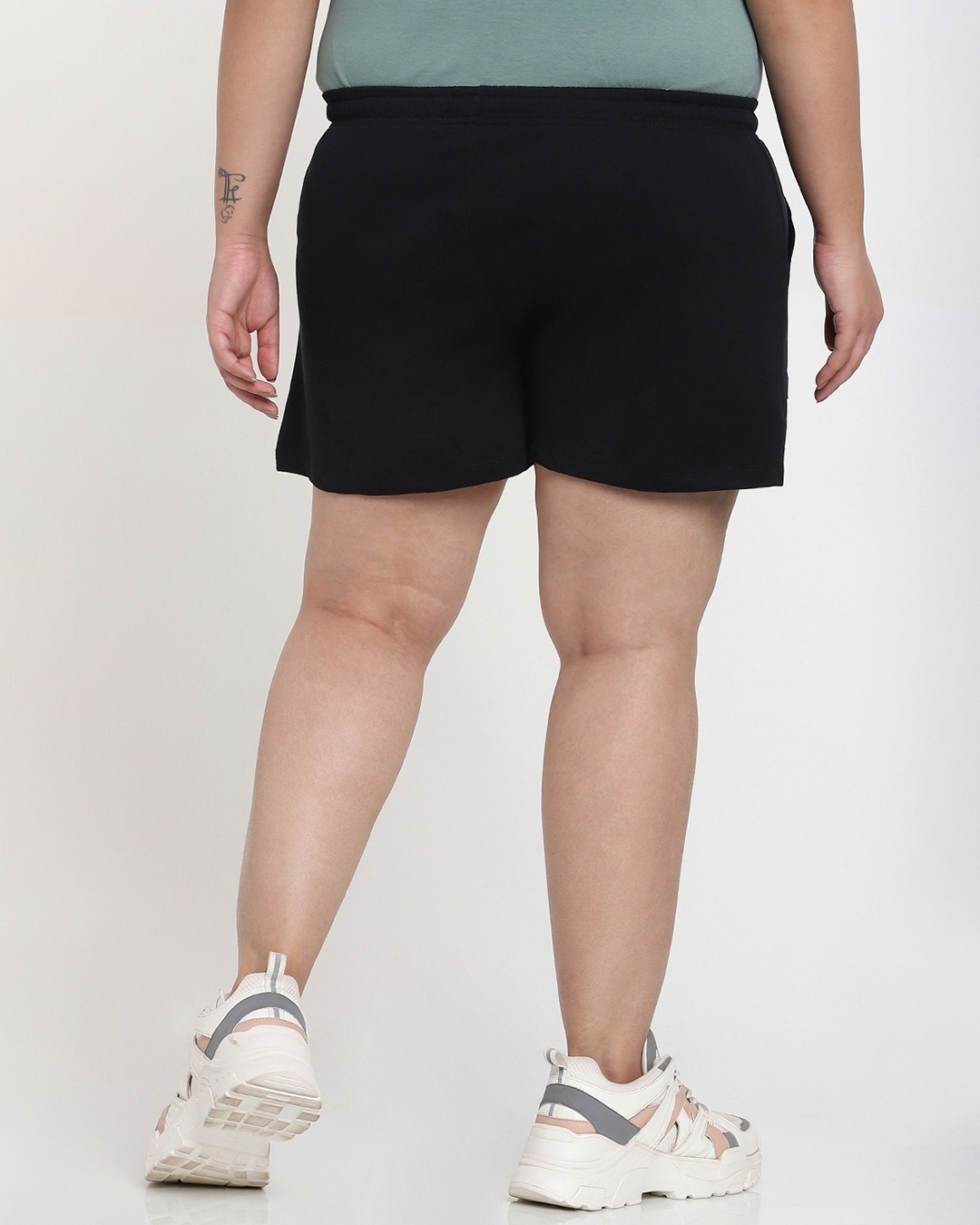 Shop Women's Black Plus Size Solid Regular Fit Shorts-Design