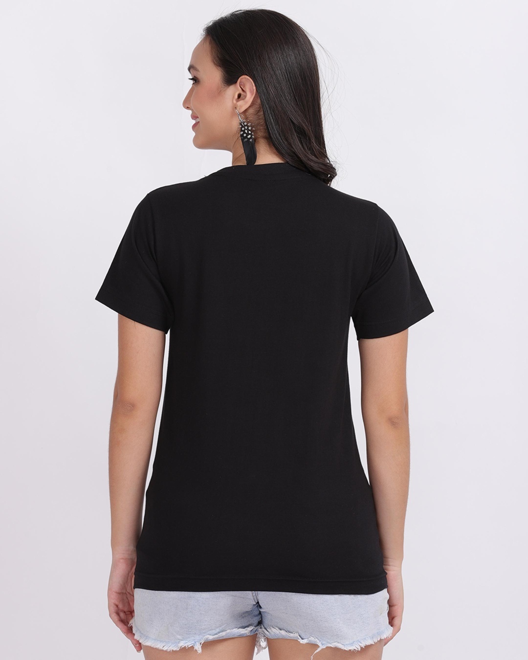 Shop Women's Black Powerful Typography T-shirt-Back