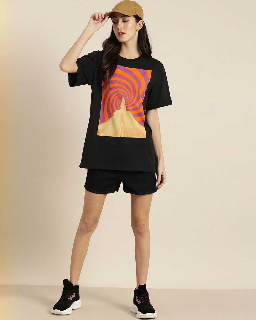 Shop Women's Black Printed T-shirt