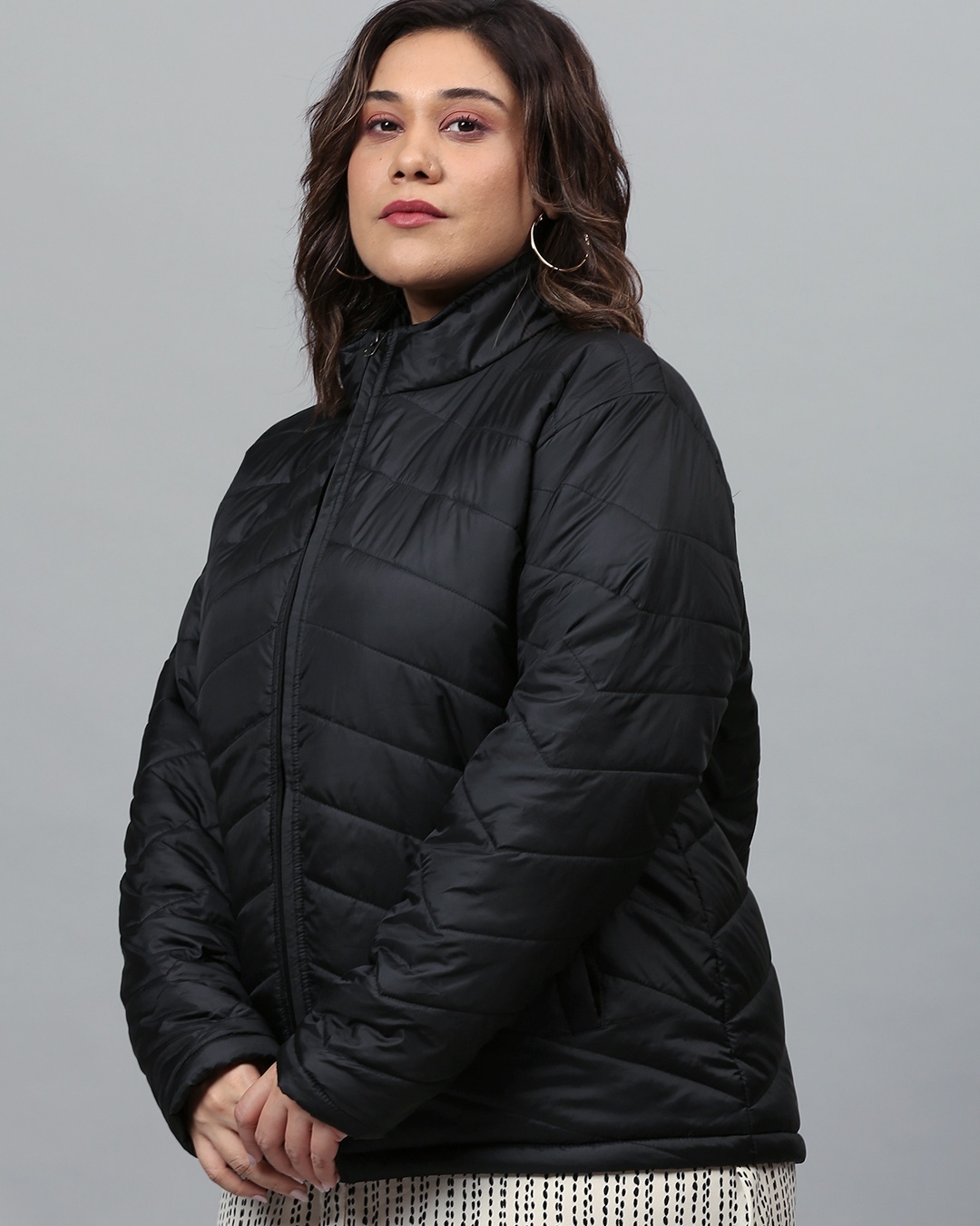 Buy Women's Black Quilted Jacket for Women Black Online at Bewakoof