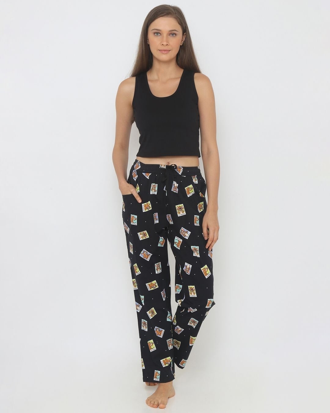 Shop Women's Black Regular Fit Printed Pyjama