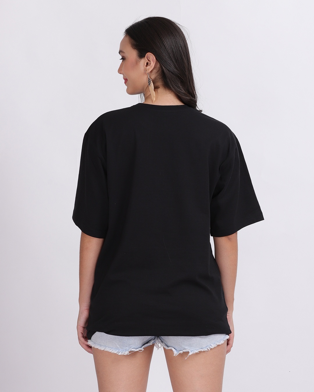 Shop Women's Black Reverse Typography Oversized T-shirt
